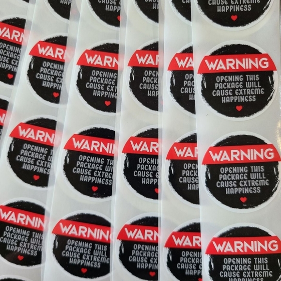 50 Warning Extreme Happiness Stickers 1.5" - Picture 4 of 6